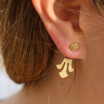 Unique gold stud earrings, Elegant front back earrings, Boho ear jacket, Post earrings, Handcrafted bohemian jewelry for women, Gift for her